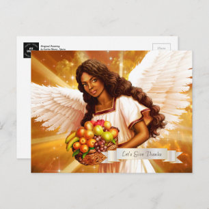 Cartão Postal Abençoações de Ação de Graças. Angel Painting