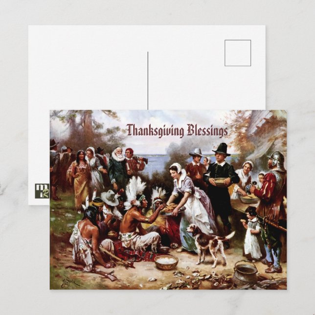 Cartão Postal Abençoações de Ação de Graças. Cartão-postal de ar (Frente/Verso)