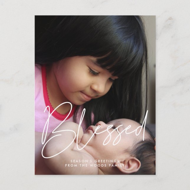 Cartão Postal Abençoado feriado minimalista moderno (Frente)