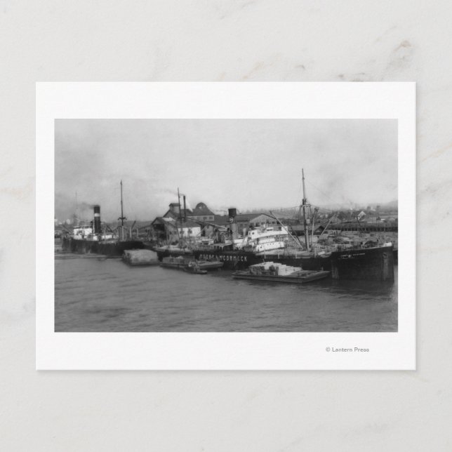 Cartão Postal Aberdeen, WA - Vista da Frente das Águas e da Nave (Frente)