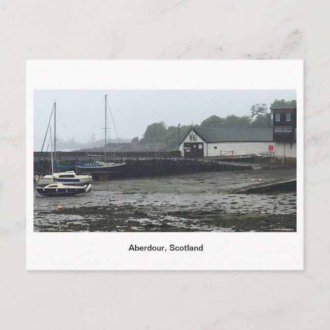 Cartão Postal Aberdour - Barcos em frente aos edifícios do porto (Frente)