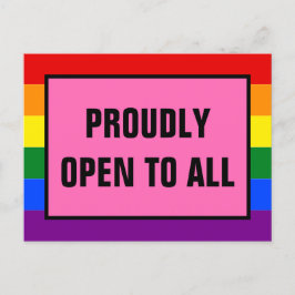 Cartão Postal Aberta orgulhosamente a todos os clientes LGBT do