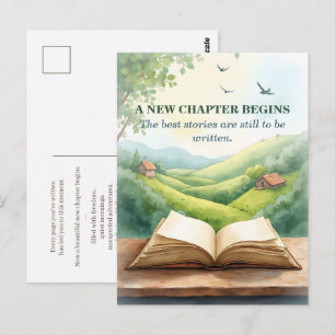Cartão Postal Abertura de Livro na Aposentadoria Novo Capítulo P