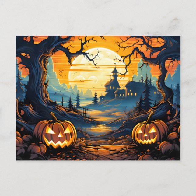 Cartão Postal Abóbadas de Halloween Felizes e Sinistras Brilhant (Frente)