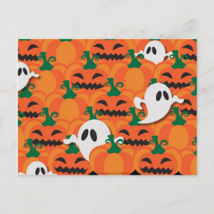 Cartão Postal Abóbora Assombrada do Halloween Fantasmas