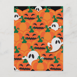 Cartão Postal Abóbora Assombrada do Halloween Fantasmas
