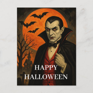 Cartão Postal Abóbora da Noite Assustadora do Vampiro de Hallowe