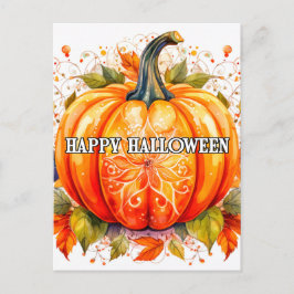 Cartão Postal Abóbora De Abóbora De Halloween