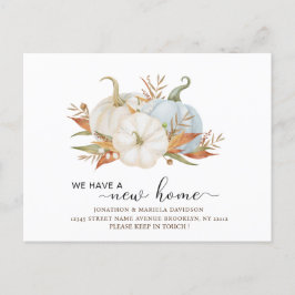 Cartão Postal Abóbora de Aquarela Novo Anúncio de Movimentação d