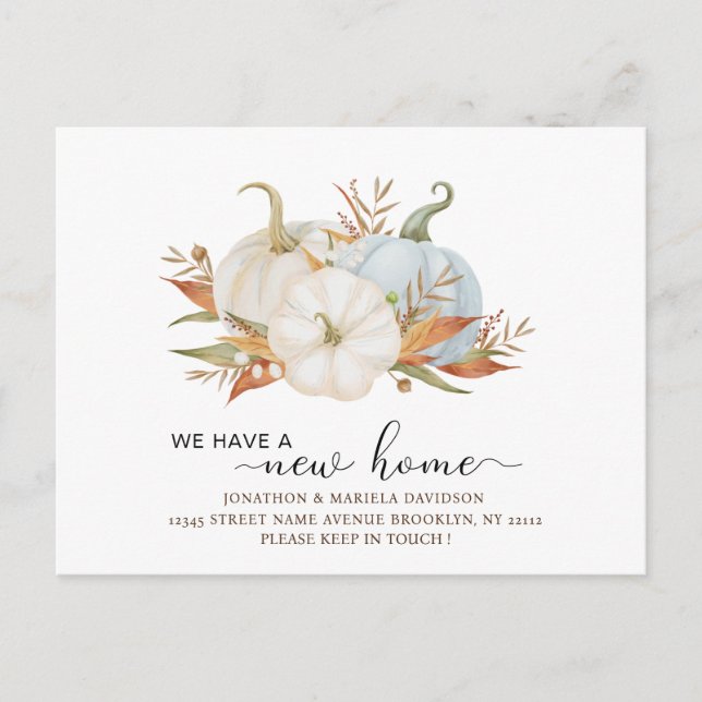 Cartão Postal Abóbora de Aquarela Novo Anúncio de Movimentação d (Frente)