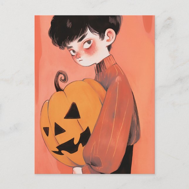 Cartão Postal Abóbora de Halloween (Frente)