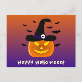 Cartão Postal Abóbora de Halloween Jack o' Lantern Chapéu de Bru