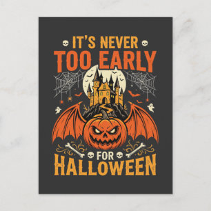Cartão Postal Abóbora de Halloween Nunca Muito Cedo Castelo Gráf