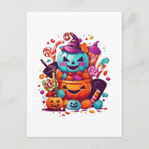 Cartão Postal abóbora engraçada de halloween