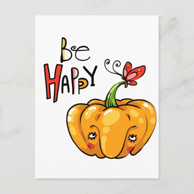 Cartão Postal Abóbora Feliz (Frente)