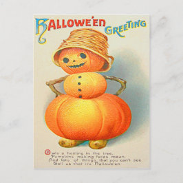 Cartão Postal Abóbora Jack O' Lantern Boneco de Neve