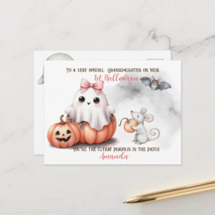 Cartão Postal Abóbora Morcego Fantasma Bonito Halloween