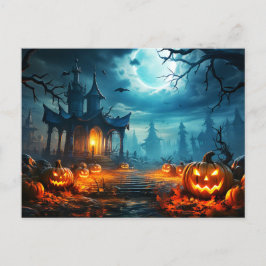 Cartão Postal Abóbora Nefariada de Halloween