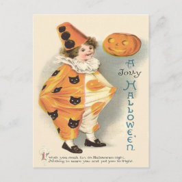 Cartão Postal Abóbora Palhaço Bonito Jack O Lantern