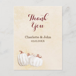 Cartão Postal abóboras brancas agradecimento de casamento de out