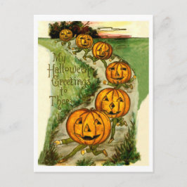Cartão Postal Abóboras correndo desejam um feliz Halloween