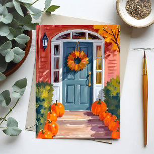 Cartão Postal Abóboras de Ação de Graças Outono de Aquarela