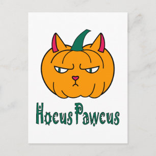 Cartão Postal Abracadabra Halloween abóbora gato gengibre mágica