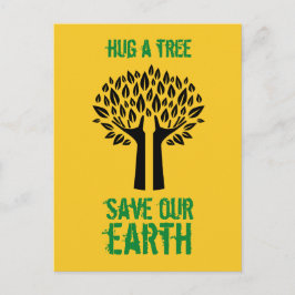 Cartão Postal Abraçar uma árvore salvar nossa Terra