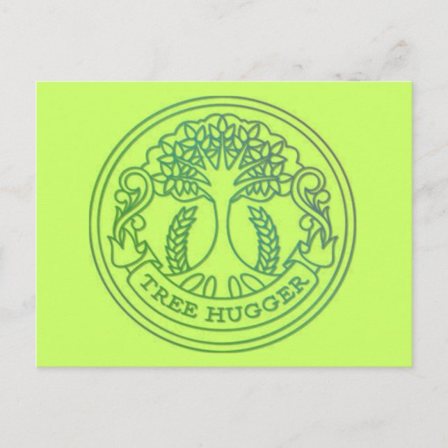 Cartão Postal Abraço de árvore, crachá hippies (Frente)