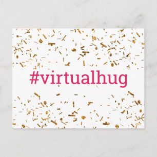 Cartão Postal Abraço Virtual Rosa Brilhante Hashtag Confete Fals
