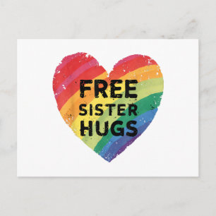 Cartão Postal Abraços de Irmã Grátis Mês do Orgulho LGBT Gay Lés