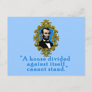 Cartão Postal Abraham Lincoln Cita Uma Casa Dividida