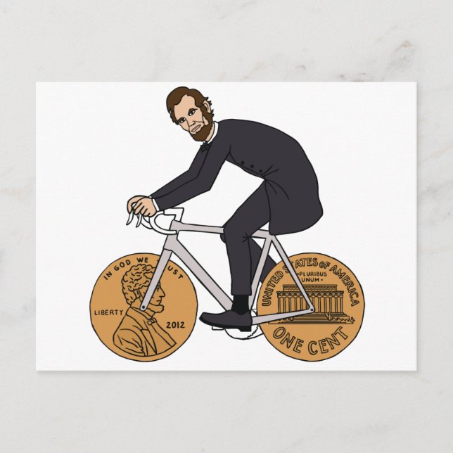 Cartão Postal Abraham Lincoln Em Uma Bicicleta Com Garrafa De Ro (Frente)