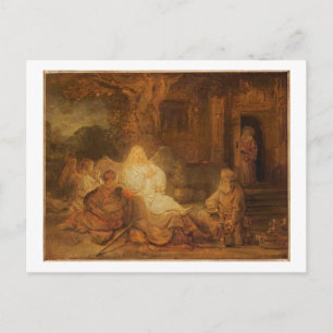 Cartão Postal Abraham recebe os três anjos, 1646 (óleo no pa)