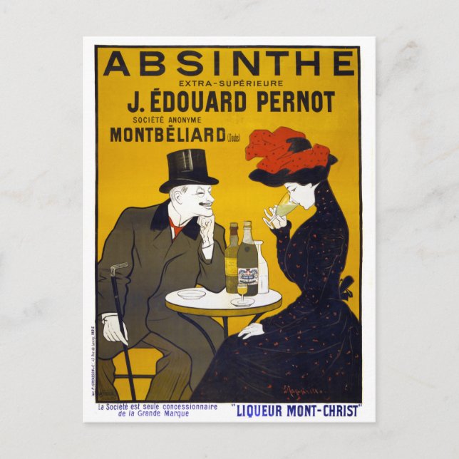 Cartão Postal Absinar Poster vintage Restaurado (Frente)