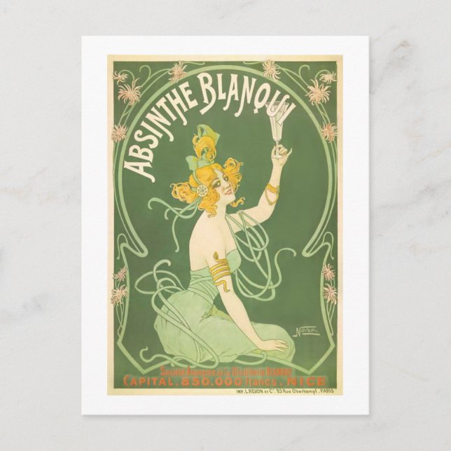 Cartão Postal Absinthe Blanqui Nover Fine Art (Frente)