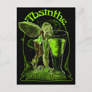 Cartão Postal Absinthe La Fee Verte Fairy Com Vidro