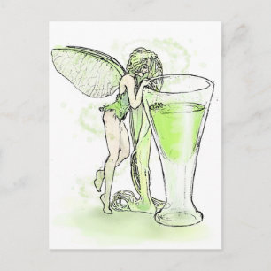 Cartão Postal Absinthe La Fee Verte Fairy With Glass (sem texto)