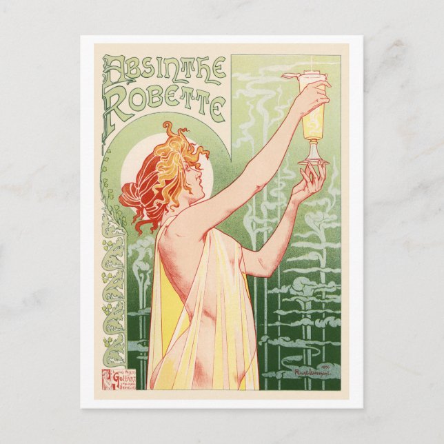 Cartão Postal Absinthe Robette - Poster vintage de álcool (Frente)