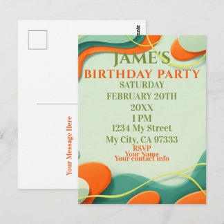 Cartão Postal Abstract Art Birthday Invitation