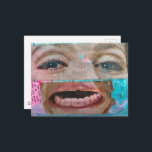 Cartão Postal abstract collage with a eyes and mouth from 1968<br><div class="desc">A colorful mixed media collage with a eyes and a mouth from a magazine from the year 1968.</div>