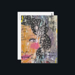 Cartão Postal abstract collage with a pretty face<br><div class="desc">A colorful mixed media collage with a face</div>
