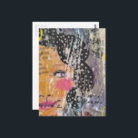 Cartão Postal abstract collage with a pretty face<br><div class="desc">A colorful mixed media collage with a face</div>