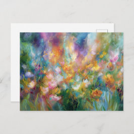 Cartão Postal Abstract cosmic floral explosion in pastel colors