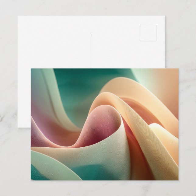 Cartão Postal Abstract Drapery with Pastel Gradient Flow (Frente/Verso)
