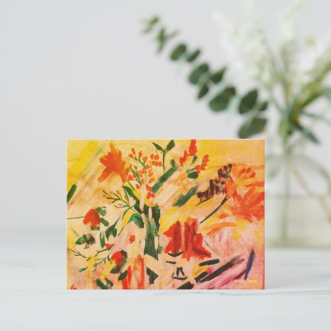 Cartão Postal Abstract Flower Art Card (Em pé/Frente)