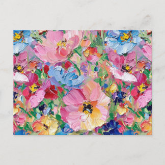 Cartão Postal Abstract  Flowers Impressionist Postcard