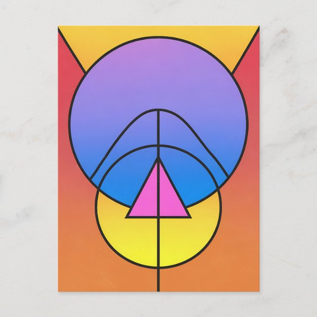 Cartão Postal Abstract Geometric Circles Line Colorful Poster (Frente)