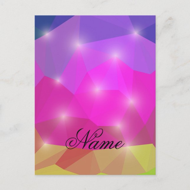 Cartão Postal Abstract Geometric Crystal Mosaic in Pink (Frente)