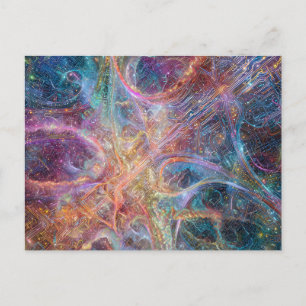 Cartão Postal Abstract Glowing Digital Neural Network and Cosmic
